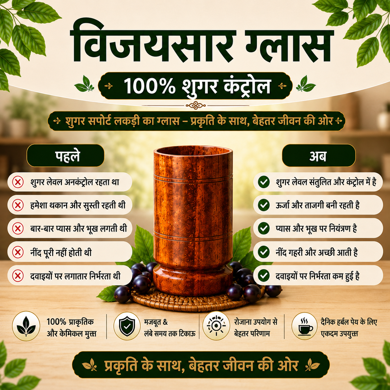 Prakriti™ Vijaysar Glass 100% Sugar Control