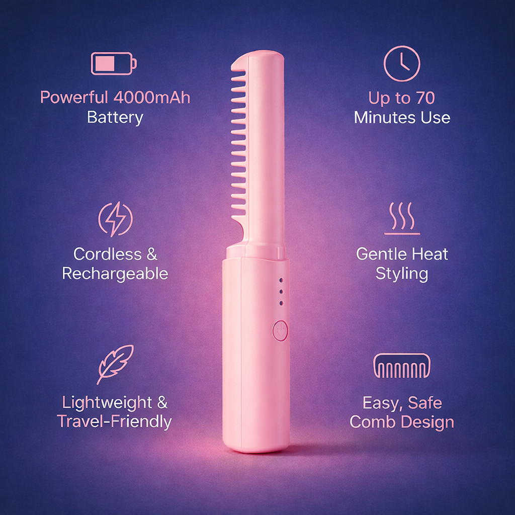 Portable  Cordless Hair Straightener Comb