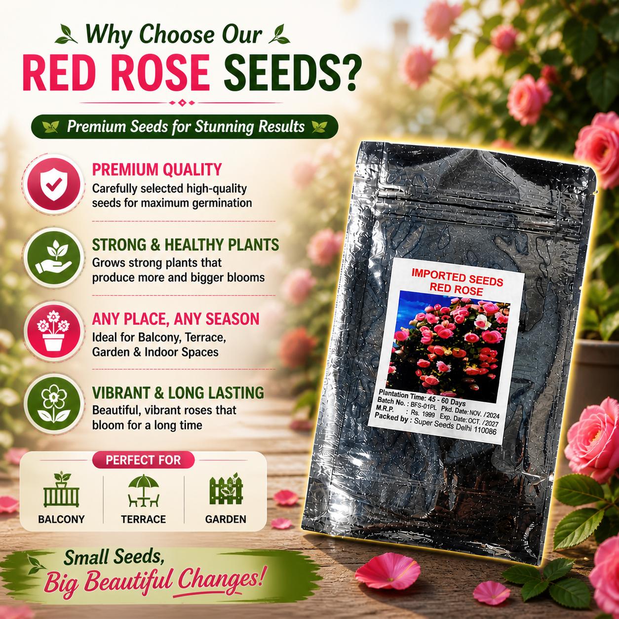 🌸 Elegant Climbing Rose Flower Seeds🌿Any Place, Any Season Blooming Garden