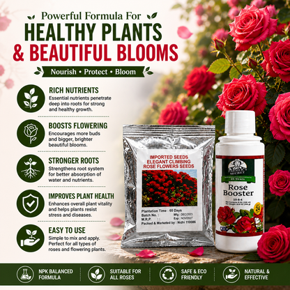 🌿Rose Booster Liquid Plant Food + 🌹Climbing Rose Seeds Combo