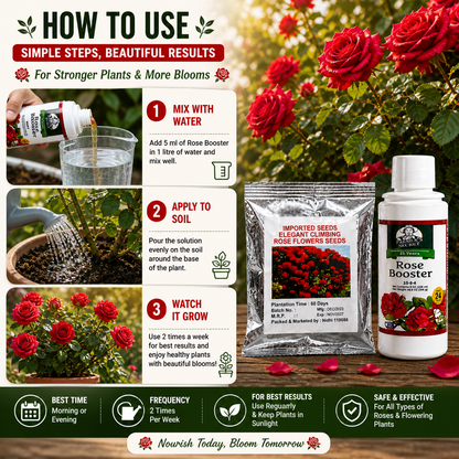 🌿Rose Booster Liquid Plant Food + 🌹Climbing Rose Seeds Combo